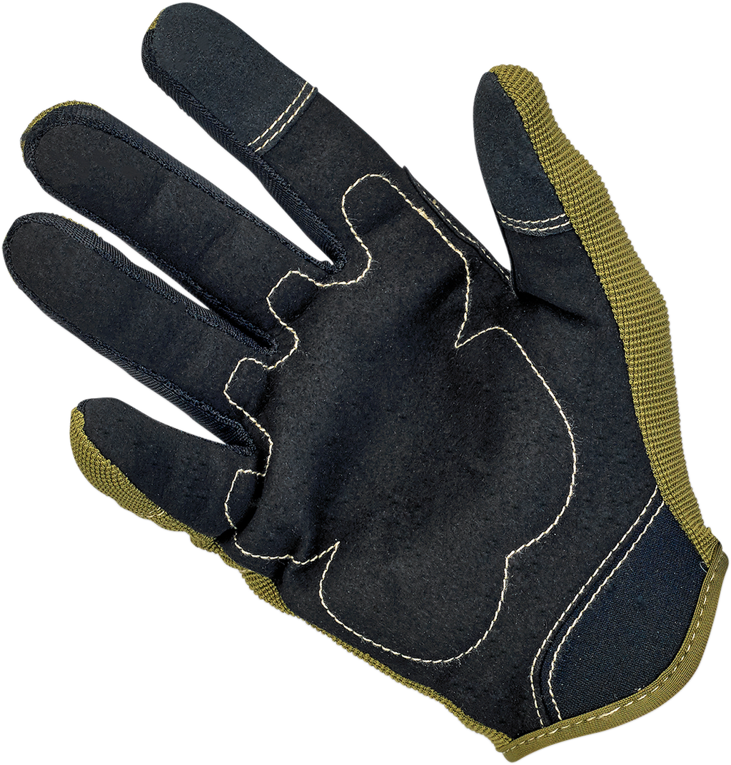 BILTWELL Moto Gloves - Olive/Black - Large 1501-0309-004