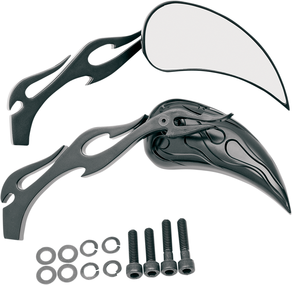DRAG SPECIALTIES Flame Mirrors - Black 76446B