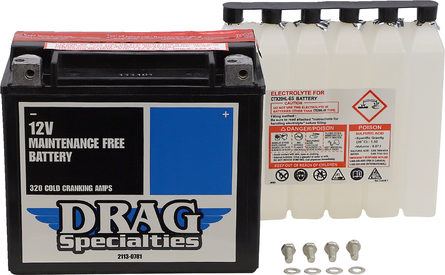 DRAG SPECIALTIES AGM Maintenance-Free Battery - YTX20HLBSFT For Harley  CTX20HL-BS FT