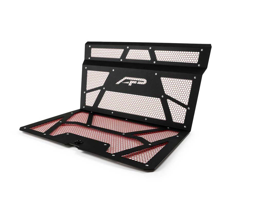Agency power vented engine cover matte black | red polaris rzr xp 1000 | xp turbo