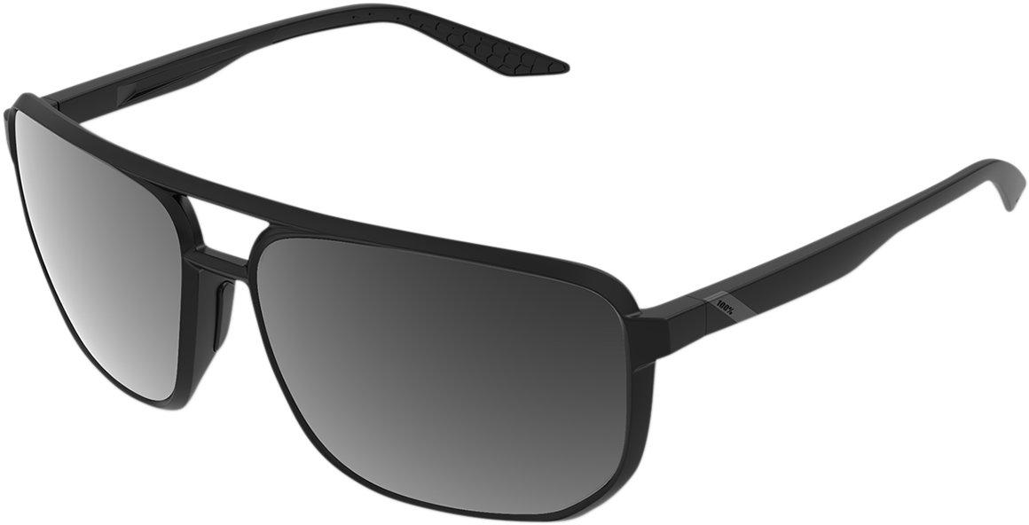 100% Konnor Aviator Sunglasses - Square - Matte Black - Black Mirror 61043-019-61