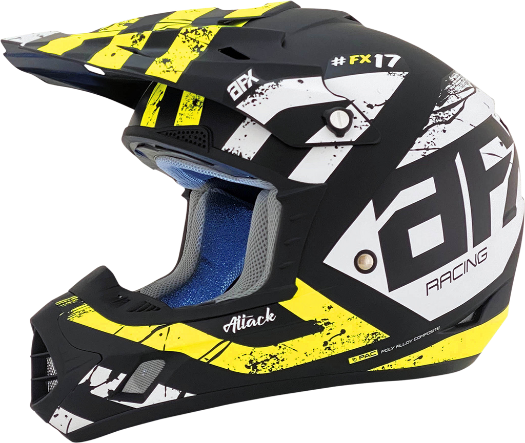 AFX FX-17Y Helmet - Attack - Matte Black/Hi-Vis Yellow - Small 0111-1414