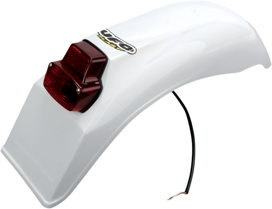 UFO Universal Enduro Rear Fender with Tail/Brake Light - White ME08026W