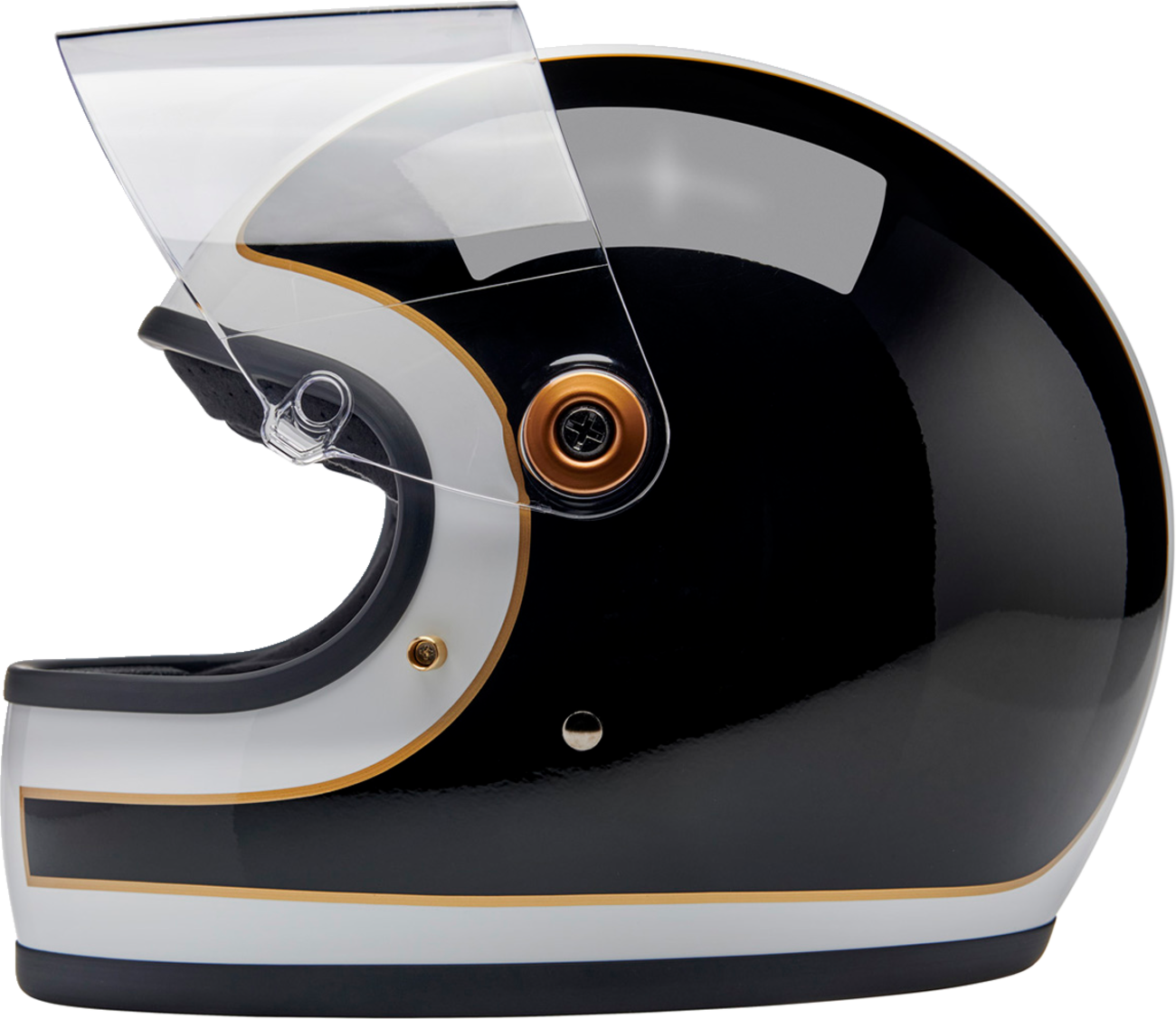 BILTWELL Gringo S Helmet - Gloss White/Black Tracker - XS 1003-566-501