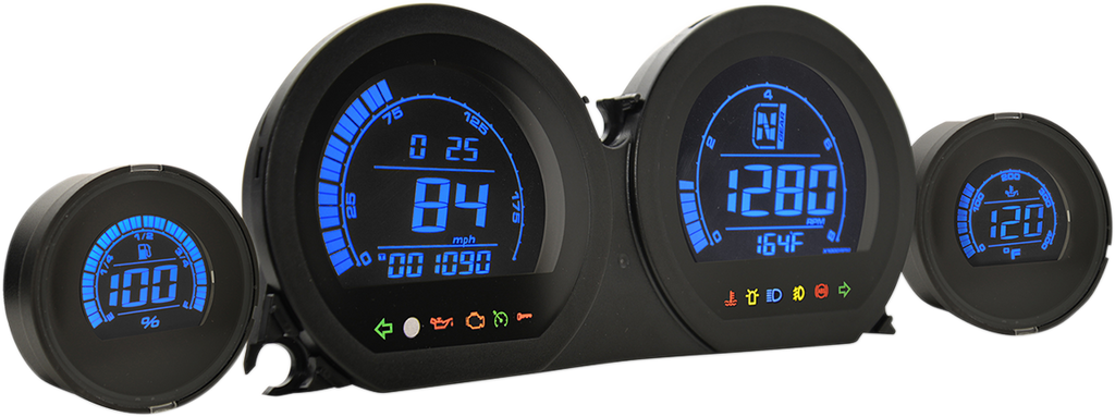 KOSO NORTH AMERICA HD-03L Four-Piece Gauge Kit - Blue/Red Display N/F 21 AND LATER MODELS BA064900