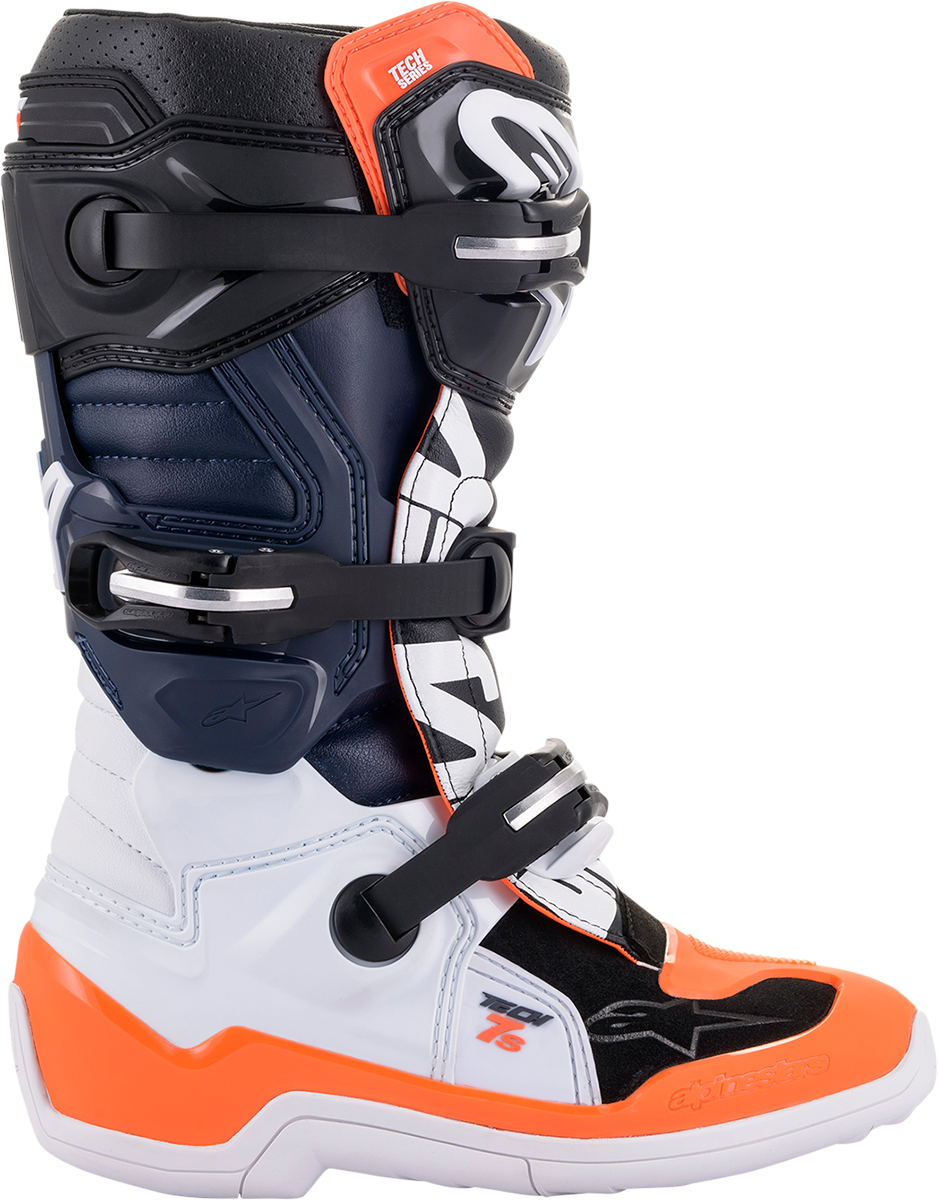 ALPINESTARS Tech 7s Boots Black/White/ Orange Fluo Sz 02 2015017-1241-2