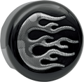DRAG SPECIALTIES Horn Cover - Black with Chrome Flame 76705F