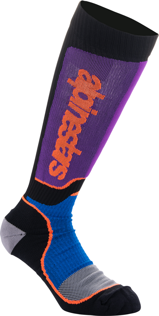 ALPINESTARS Youth MX Plus Socks - Black/Purple/Blue/Orange - Medium/Large 4742324-1246-ML