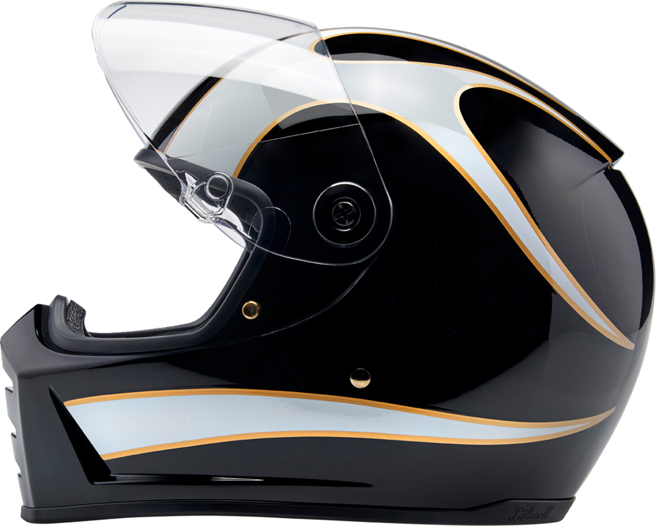 BILTWELL Lane Splitter Helmet - Gloss Black/White Flames - XL 1004-570-505