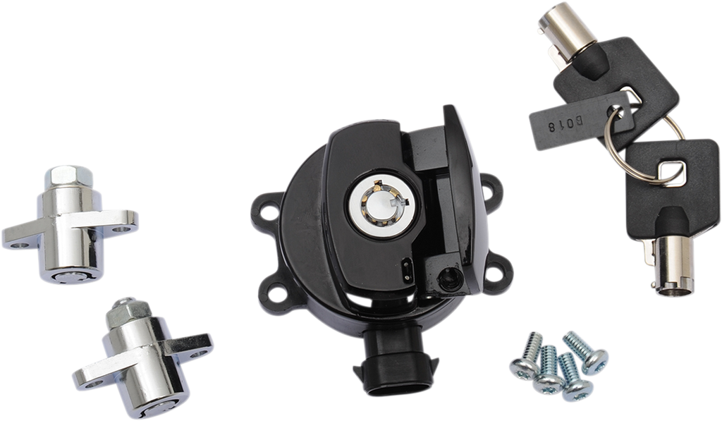 DRAG SPECIALTIES Side Hinge Ignition Switch with Saddlebag Lock - Gloss Black E21-0214GB/50