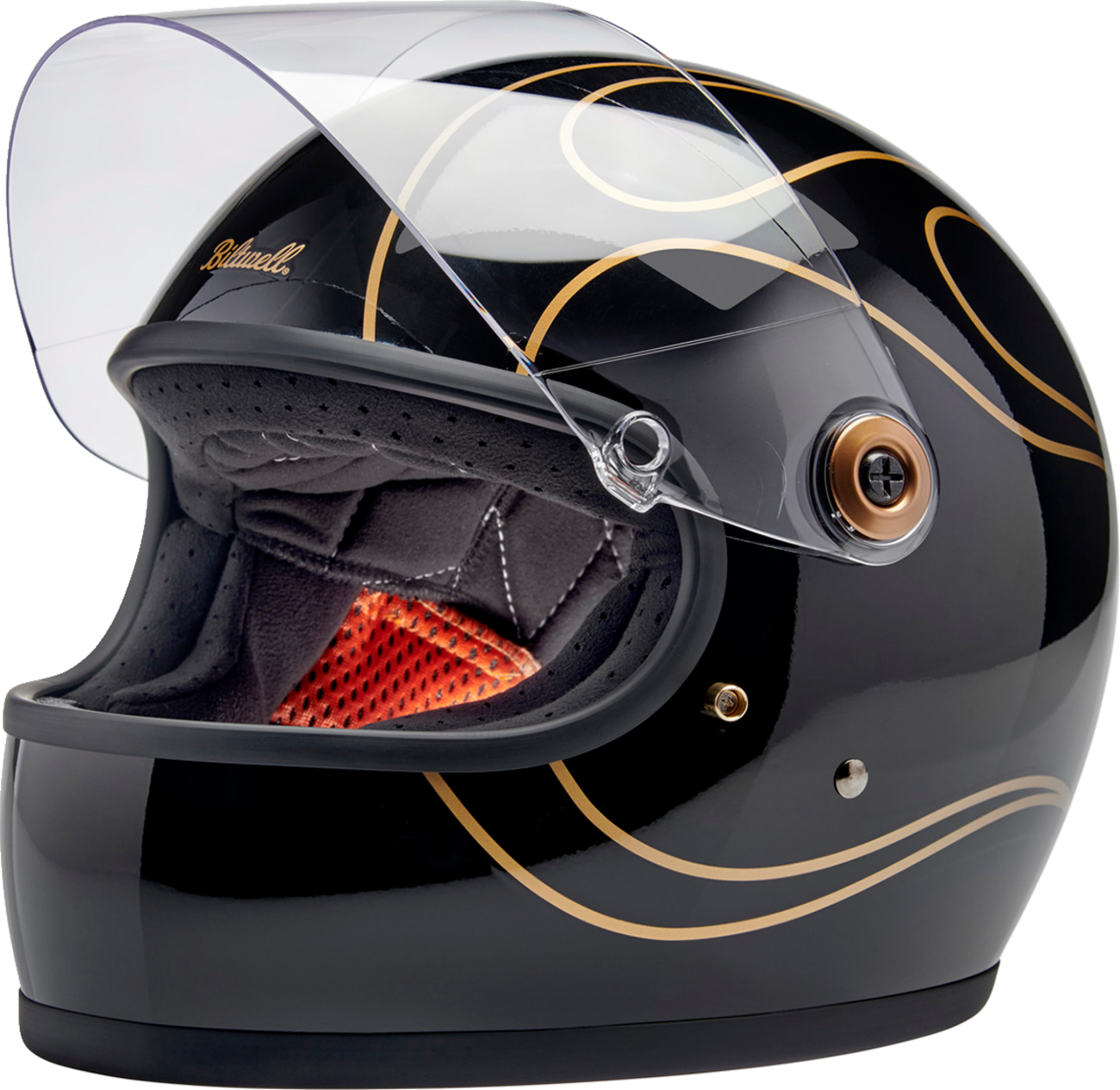 BILTWELL Gringo S Helmet - Gloss Black Flames - Medium 1003-567-503