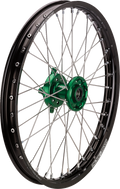 MOOSE RACING Wheel Assembly - SX-1 - Complete - Front - Black Wheel/Green Hub - 21x1.6 - Kawasaki KFN-16021-BKGN