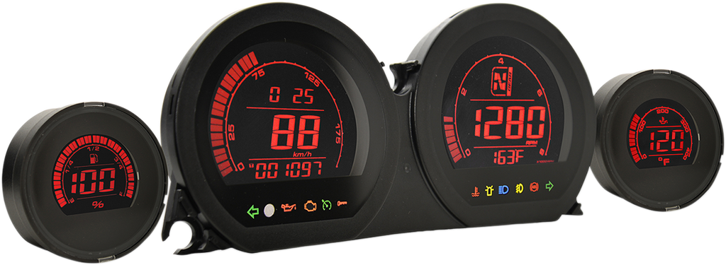 KOSO NORTH AMERICA HD-03L Four-Piece Gauge Kit - Blue/Red Display N/F 21 AND LATER MODELS BA064900
