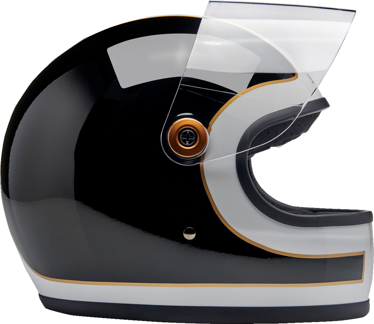 BILTWELL Gringo S Helmet - Gloss White/Black Tracker - XS 1003-566-501