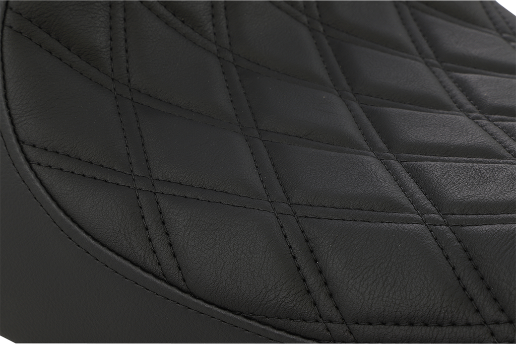 DRAG SPECIALTIES Seat - 3/4 Solo - Double Diamond - Black w/ Black Stitching - '04-'22 XL NO RUBBER BUMPERS 0804-0744