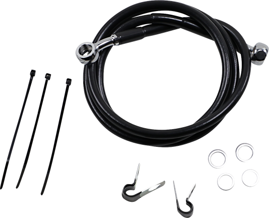 DRAG SPECIALTIES Brake Line - Front - Black - +2" - '99-'07 FXST 640210-2BLK