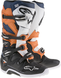 ALPINESTARS Tech 7 Enduro Boots Black/Orange/White/Blue Sz 10 2012114-1427-10