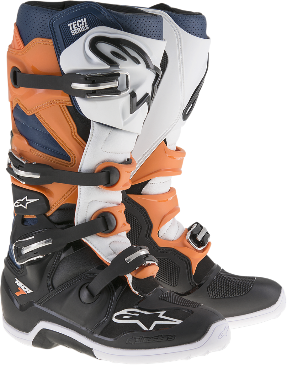 ALPINESTARS Tech 7 Enduro Boots - Black/Orange/White - US 10 2012114-1427-10