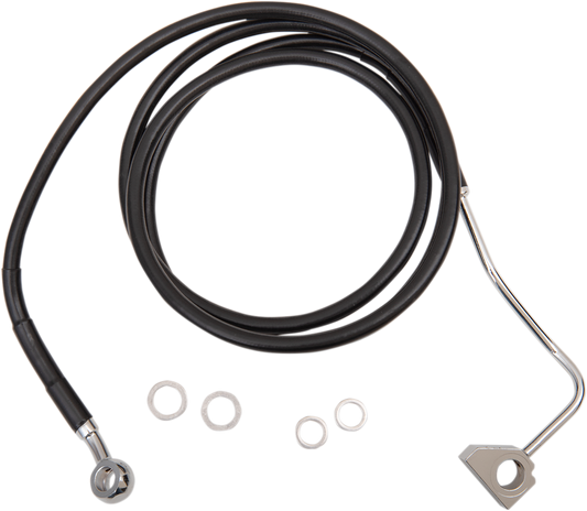 DRAG SPECIALTIES Brake Line - Front - Black - +4" with ABS 614220-4BLK