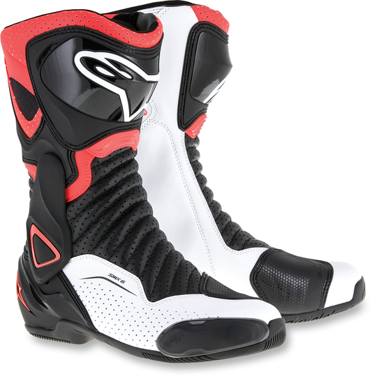 ALPINESTARS SMX-6 v2 Vented Boots - Black/White/Red Fluorescent - US 12.5 / EU 48 2223017-1320-48