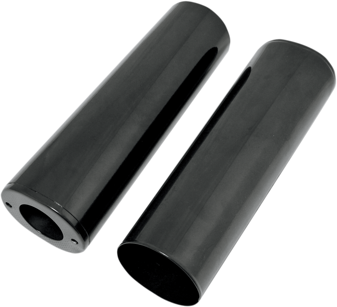 DRAG SPECIALTIES Fork Slider Covers - Gloss Black - Smooth - Extended +4" (10.5") 74539B