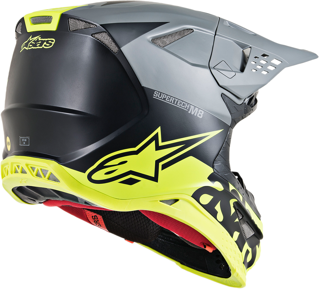 ALPINESTARS Supertech M8 Helmet - Radium - MIPS - Matte Black/Mid Gray/Yellow Fluo - Large 8301519-1305-LG