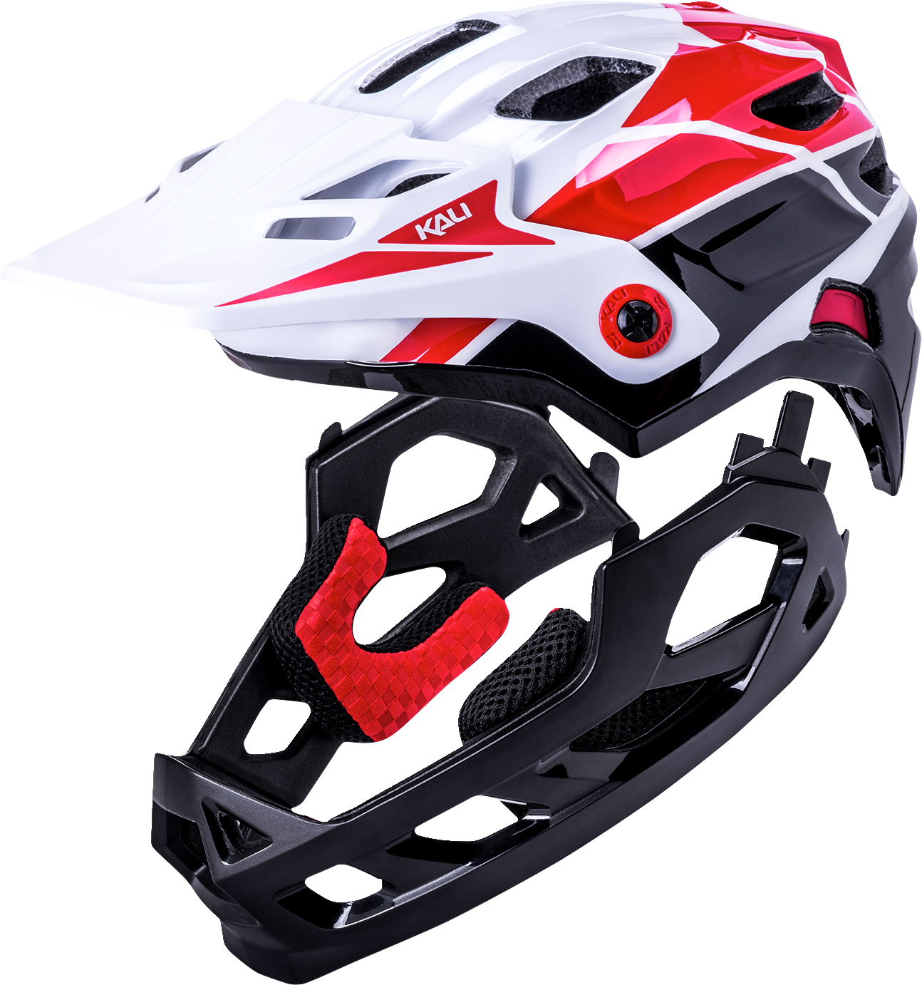 KALI Child Maya Full Face Helmet - Race - Gloss White/Red/Black 0221922112