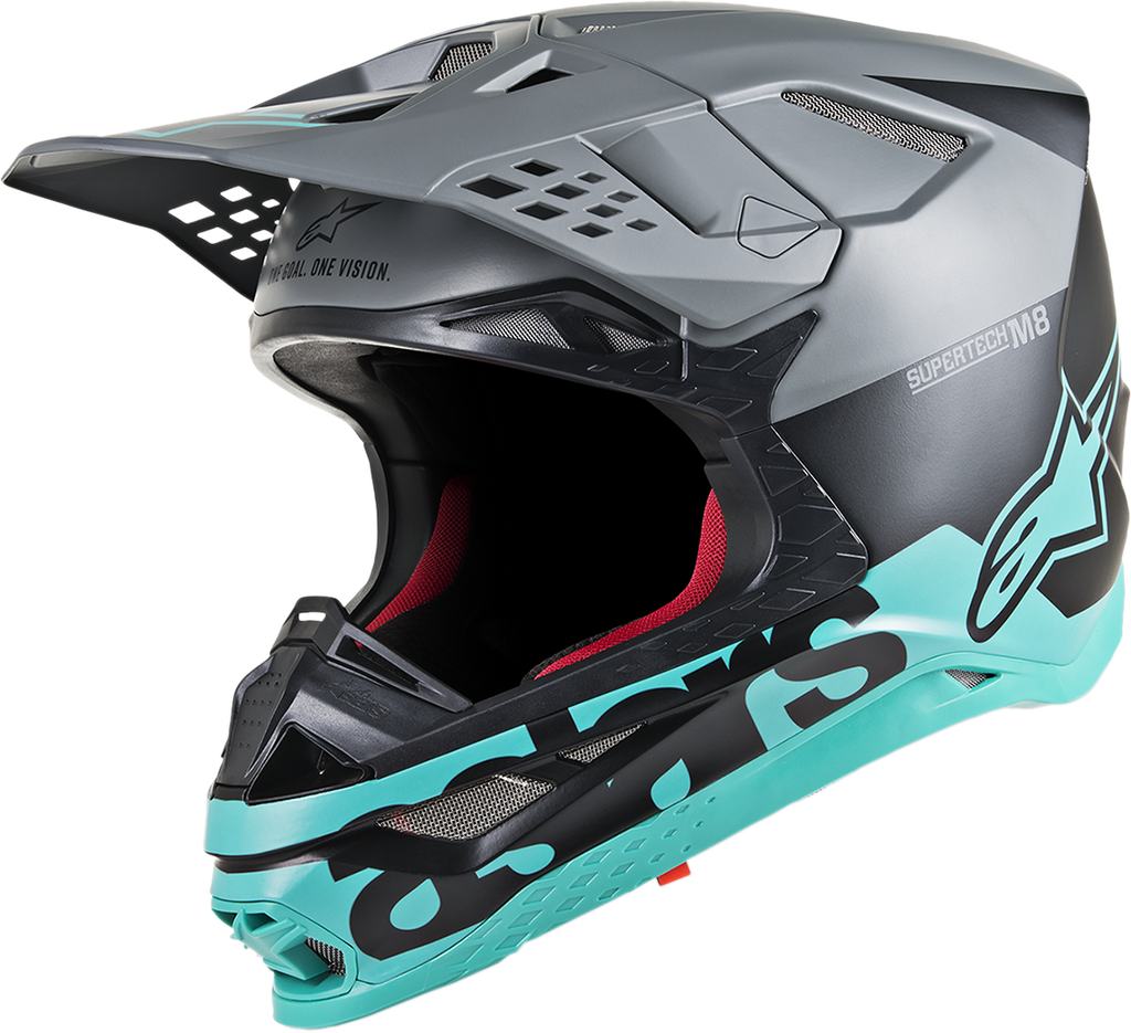 ALPINESTARS Supertech M8 Helmet - Radium - MIPS - Black Matte/Mid Gray/Teal - Small 8301519-1306-SM