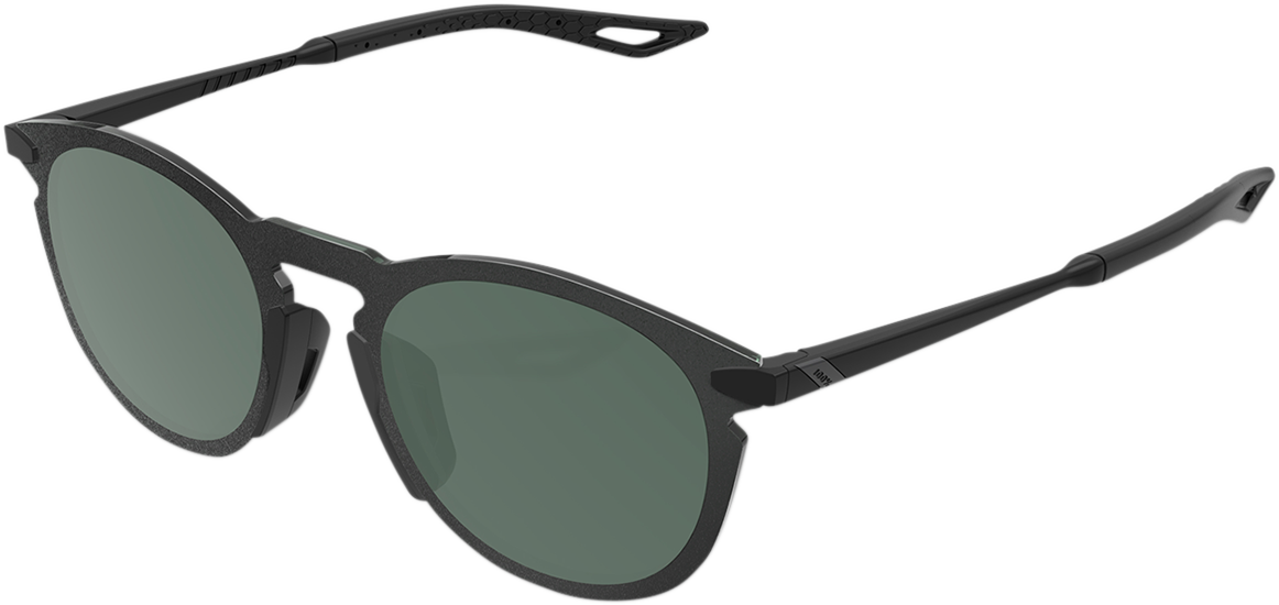 100% Legere Sunglasses - Round - Matte Black - Gray Green 61040-019-74