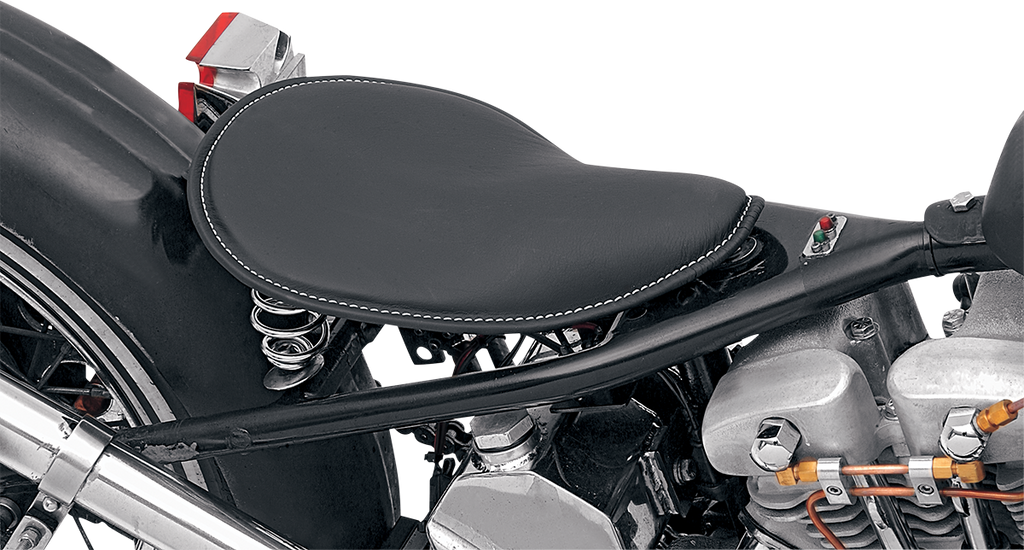 DRAG SPECIALTIES Seat - Spring Solo - Low-Profile - Small - Black Leather/White Stitching 0806-0028