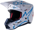 ALPINESTARS SM5 Helmet - Action - Gloss White/Cyan/Black - Large 8306122-2077-LG