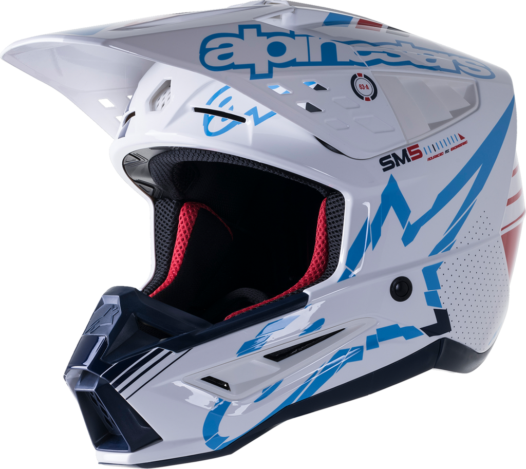ALPINESTARS SM5 Helmet - Action - Gloss White/Cyan/Black - Medium 8306122-2077-MD