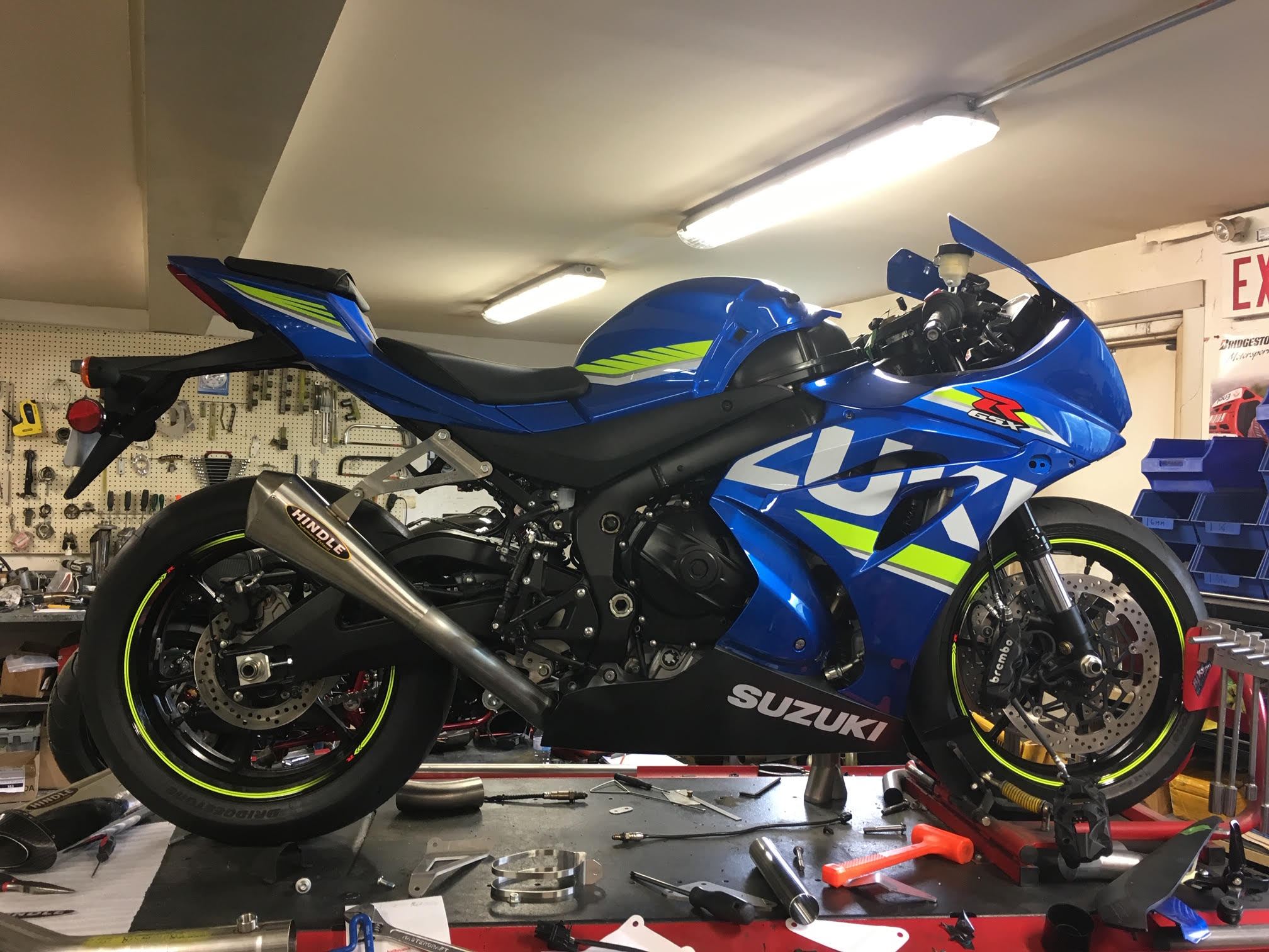 Hindle exhaust full system GSX-R1000 17-20 Evolution Megaphone SS W/Carbon End Cap Muffler