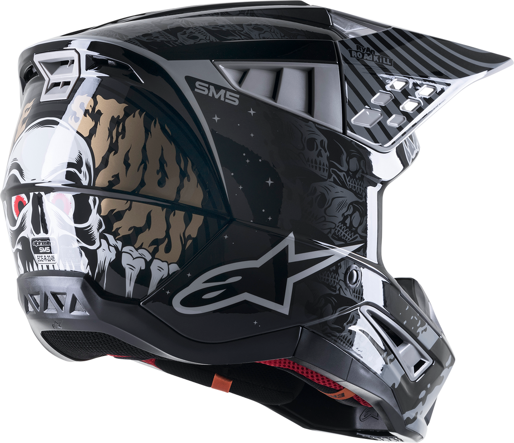 ALPINESTARS SM5 Helmet - Solar Flare - Gloss Black/Gray/Gold - Large 8305822-1959-LG
