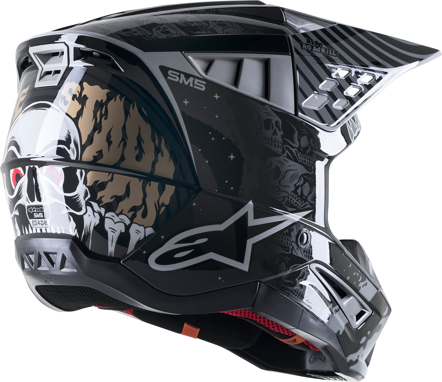 ALPINESTARS SM5 Helmet - Solar Flare - Gloss Black/Gray/Gold - Large 8305822-1959-LG