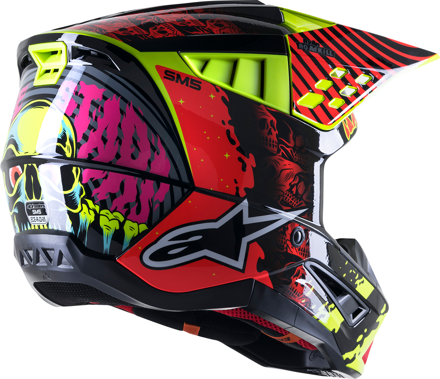 ALPINESTARS SM5 Helmet - Solar Flare - Gloss Black/Red/Yellow - Medium 8305822-1355-MD