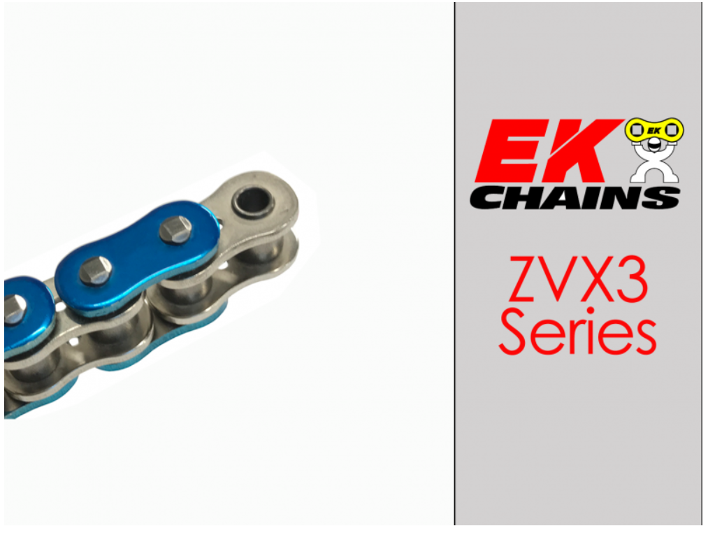 Ek chain 525 zvx3 series zx-ring chain 120 link blue