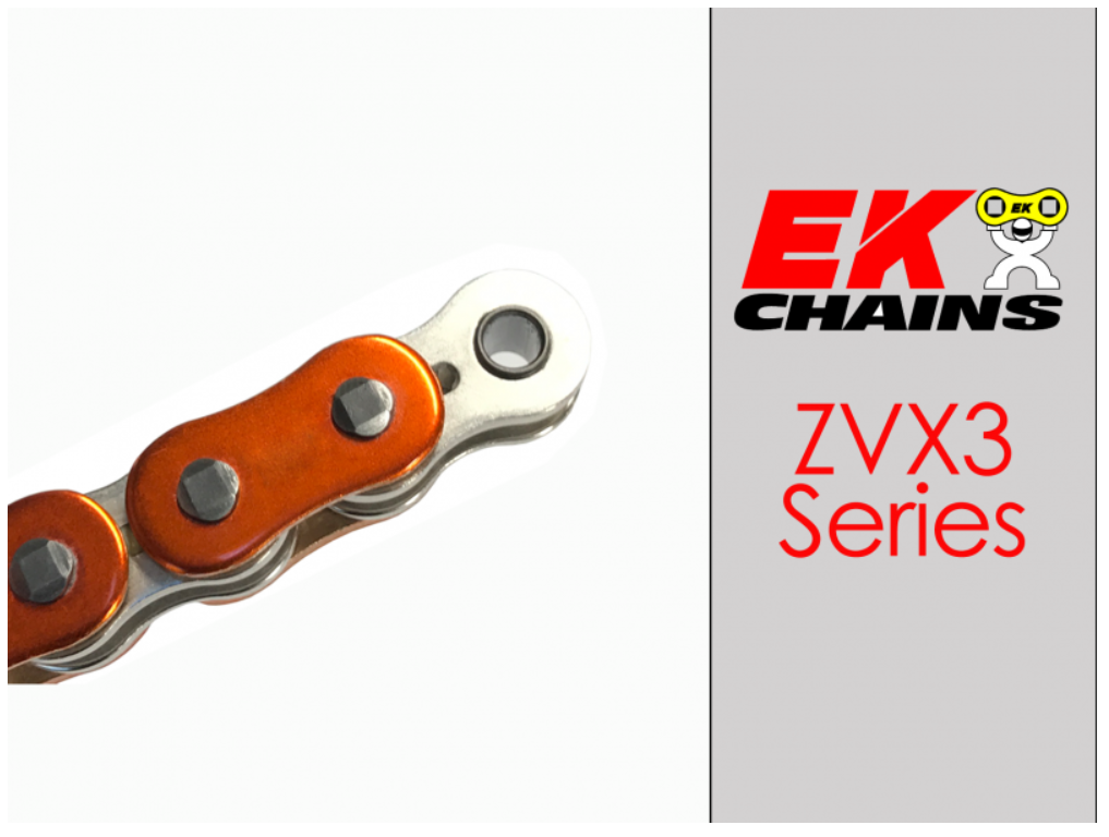Ek chain 525 zvx3 series zx-ring chain 120 link orange